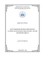 Quản trị rủi ro tín dụng khách hàng cá nhân tại ngân hàng TMCP sài gòn   hà nội, chi nhánh nghệ a 