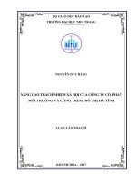Nâng cao trách nhiệm xã hội của công ty cổ phần môi trường và công trình đô thị hà tĩnh 