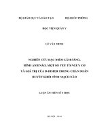 Nghiên cứu đặc điểm lâm sàng, hình ảnh não, một số yếu tố nguy cơ và giá trị của DDimer trong chẩn đoán huyết khối tĩnh mạch não (LA tiến sĩ)