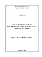 Quản lý chất lượng chăm sóc  giáo dục trẻ ở các trường mầm non tư thục thành phố Hồ Chí Minh (LA tiến sĩ)