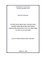 Tổ chức hoạt động học tập môn Toán cho học sinh trung học phổ thông theo hướng bồi dưỡng năng lực phát hiện các quy luật toán học (LA tiến sĩ)