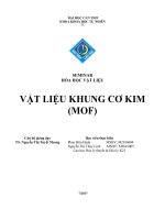 THÔNG TIN VỀ VẬT LIỆU KHUNG CƠ KIM (METAL ORGANIC FRAMEWORKSMOFs)