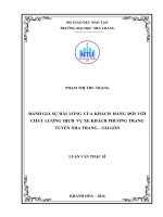 Đánh giá sự hài lòng của khách hàng đối với chất lượng dịch vụ xe khách phương trang tuyến nha trang   sài gòn