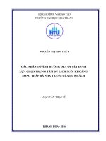 Các nhân tố ảnh hưởng đến quyết định lựa chọn trung tâm du lịch suối khoáng nóng tháp bà nha trang của du khách