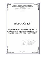 Áp dụng hệ thống quản lý chất lượng (ISO) trong công tác văn phòng, văn thư và lưu trữ