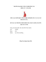 CÁC PHƯƠNG PHÁP KIỂM TRA CHẤT LƯỢNG NGUYÊN LIỆU SƯA TƯƠI