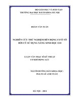 Nghiên cứu thử nghiệm bền động cơ ô tô đời cũ sử dụng xăng sinh học e10 