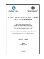 Các yếu tố ảnh hưởng đến việc sử dụng dịch vụ mobile banking trong địa bàn Hà Nội, Việt Nam. (LA tiến sĩ)