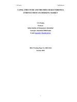 CAPIAL STRUCTURE AND THE FIRM CHARACTERISTICS: EVIDENCE FROM AN EMERGING MARKET