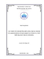 Các nhân tố ảnh hưởng đến lòng trung thành của khách hàng sử dụng dịch vụ FTTH của VNPT trên địa bàn thị xã ninh hòa 