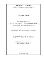 Lập quy trình lắp đặt, căn chỉnh và bảo dưỡng động cơ máy phát điện k457 (6y1214) 