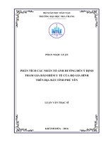 Phân tích các nhân tố ảnh hưởng đến ý định tham gia bảo hiểm ý tế của hộ gia đình trên địa bàn tỉnh phú yên 