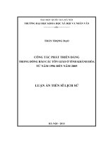 Công tác phát triển Đảng trong đồng bào các tôn giáo ở tỉnh Khánh Hòa từ năm 1996 đến năm 2005