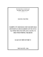 Nghiên cứu bệnh đầu đen do đơn bào Histomonas meleagridis gây ra ở gà tại Thái Nguyên, Bắc Giang và biện pháp phòng trị (LA tiến sĩ)