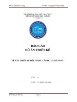 THIẾT KẾ ĐỐI TƯỢNG CẦN ĐO LÀ LÒ NUNG 14000C. Số điểm đo là 7.Quán tính nhiệt (giây0C) 45