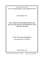 Phát triển doanh nghiệp kinh doanh du lịch trên địa bàn Thành phố Hạ Long, tỉnh Quảng Ninh (LV thạc sĩ)