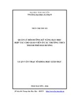 Quản lý bồi dưỡng kỹ năng dạy học hợp tác cho GV ở các trường THCS thành phố Hải Dương (LV thạc sĩ)