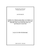 Nghiên cứu tính đa dạng thực vật trong các hệ sinh thái rừng ở Vườn Quốc gia Xuân Sơn, tỉnh Phú Thọ làm cơ sở cho công tác quy hoạch và bảo tồn (LA tiến sĩ)