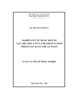 Nghiên cứu sử dụng một số vật liệu hữu cơ và chế phẩm vi sinh trong sản xuất chè an toàn (LA tiến sĩ)