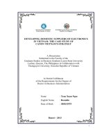 Phát triển các nhà cung ứng nội địa ngành điện tử tại Việt Nam Nghiên cứu trường hợp Chiến lược của Canon Việt Nam. (LA tiến sĩ)