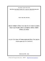 Hoàn thiện công tác quản lý chất lượng đào tạo nghề cho lao động nông thôn tỉnh Lai Châu (LV thạc sĩ)