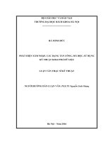 Phát hiện xâm nhập, các dang tấn công, mã độc, sử dụng kỹ thuật khai phá dữ liệu 