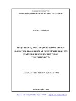 Thuật toán tụ năng lượng BEA (bond energy algorithm) trong thiết kế cơ sở dữ liệu phân tán tuyển sinh trung học phổ thông tỉnh thái nguyên 
