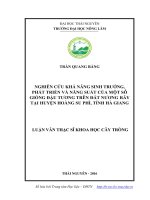 Nghiên cứu khả năng sinh trưởng, phát triển và năng suất của một số giống đậu tương trên đất nương rẫy tại huyện Hoàng Su Phì, tỉnh Hà Giang (LV thạc sĩ)