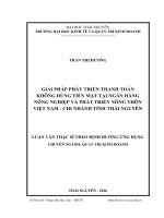 Giải pháp phát triển dịch vụ thanh toán không dùng tiền mặt tại Ngân hàng nông nghiệp và phát triển nông thôn Việt Nam  Chi nhánh tỉnh Thái Nguyên (LV thạc sĩ)