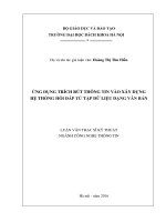 Ứng dụng trích rút thông tin vào xây dựng hệ thống hỏi đáp từ tập dữ liệu dạng văn bản 