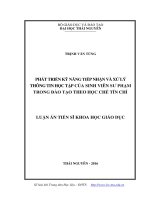 Phát triển kỹ năng tiếp nhận và xử lý thông tin học tập của sinh viên sư phạm trong đào tạo theo học chế tín chỉ (LA tiến sĩ)