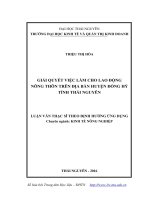 Giải quyết việc làm cho lao động nông thôn trên địa bàn huyện Đồng Hỷ tỉnh Thái Nguyên (LV thạc sĩ)