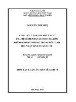 Năng lực cạnh tranh của các doanh nghiệp bán lẻ trên địa bàn thành phố hải phòng trong bối cảnh hội nhập kinh tế quốc tế (tt)