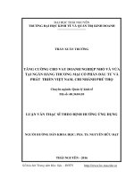 Tăng cường cho vay doanh nghiệp nhỏ và vừa tại ngân hàng thương mại cổ phần đầu tư và phát triển việt nam, chi nhánh phú thọ 