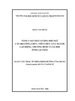 Nâng cao chất lượng đội ngũ cán bộ công chức, viên chức của ngành lao động, thương binh và xã hội tỉnh lai châu 