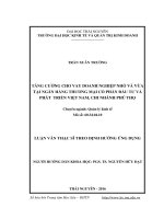 Tăng cường cho vay doanh nghiệp nhỏ và vừa tại Ngân hàng Thương mại cổ phần Đầu tư và Phát triển Việt Nam, chi nhánh Phú Thọ (LV thạc sĩ)