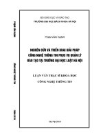 Nghiên cứu và triển khai giải pháp công nghệ thông tin phục vụ quản lý đào tạo tại trường đại học luật hà nội 