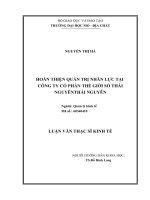 HOÀN THIỆN QUẢN TRỊ NHÂN LỰC TẠI  CÔNG TY CỔ PHẦN THẾ GIỚI SỐ THÁI NGUYÊNTHÁI NGUYÊN