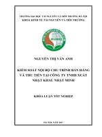 KIỂM SOÁT NỘI BỘ CHU TRÌNH BÁN HÀNG VÀ THU TIỀN TẠI CÔNG TY TNHH XUẤT NHẬT KHẨU NHẬT MINH