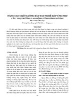 NÂNG CAO CHẤT LƯỢNG đào tạo NGHỀ đáp ỨNG NHU cầu THỊ TRƯỜNG LAO ĐỘNG TỈNH BÌNH DƯƠNG