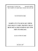 Nghiên cứu ứng dụng quy trình chẩn đoán và điều trị phẫu thuật bệnh trĩ tại một số tỉnh miền núi phía Bắc (FULL TEXT)