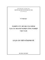 Nghiên cứu rủi ro tài chính tại các doanh nghiệp công nghiệp Viêt Nam. (LA tiến sĩ)