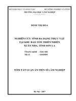 Nghiên cứu tính đa dạng thực vật tại khu bảo tồn thiên nhiên xuân nha, tỉnh sơn la (tt) 