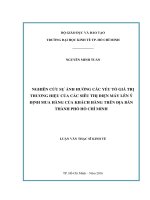 Nghiên cứu sự ảnh hưởng của các yếu tố giá trị thương hiệu của các siêu thị điện máy lên ý định mua hàng của khách hàng trên địa bàn thành phố hồ chí minh 