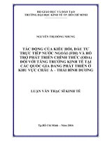 Tác động của kiều hối, đầu tư trực tiếp nước ngoài (PDI) và hỗ trợ phát triển chính thức (ODA) đối với tăng trưởng kinh tế tại các quốc gia đang phát triển ở các khu vực châu á   thái bình d 