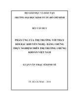 Phản ứng của thị trường với thay đổi bậc khuyến nghị bằng chứng thực nghiệm trên thị trường chứng khoán việt nam 