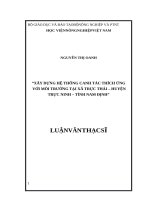 XÂY DỰNG HỆ THỐNG CANH TÁC THÍCH ỨNG VỚI MÔI TRƯỜNG TẠI XÃ TRỰC THÁI – HUYỆN TRỰC NINH – TỈNH NAM ĐỊNH