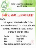 Thực trạng sản xuất nấm và nghiên cứu ứng dụng chế phẩm vi sinh xử lý bã thải sau trồng nấm thành phân bón hữu cơ