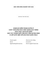 Đánh giá hiện trạng quản lý chất thải rắn phát sinh trong quá trình khai thác than lộ thiên khu vực thành phố cẩm phả, tỉnh quảng ninh và đề xuất một số giải pháp khắc phục 