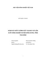 Đánh giá chất lượng đất tại khu vực sản xuất nông nghiệp huyện đông hưng, tỉnh thái bình 